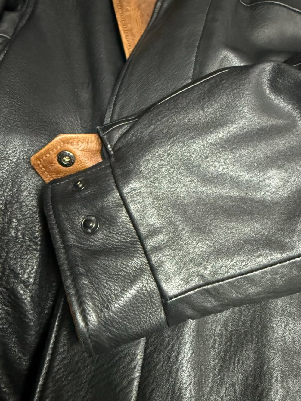 Black Leather Jacket Size 44 Regular - Picture 5 of 9